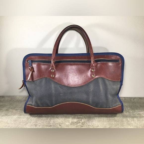 Vtg Wilderness Pride Battenkill Leather Travel Messenger Attache Top Handle Bag - Picture 5 of 10